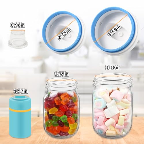 Image of Electric Mason Jar Vacuum Sealer Kit Fits Wide & Regular Mouth Canning Sealer Set Compatible with All FoodSaver Models, Vacuum Seal Containers Vacuum Zipper Bags