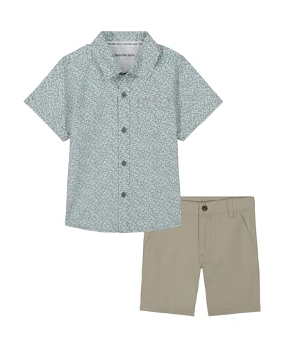 Image of Calvin Klein Boys' 2-piece Set, Short Sleeve Woven Shirt With Shorts