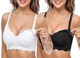 Bresdk Sujetador Lactancia Sin Aros Pack 2 Sin Costura Negro Blanco XXL