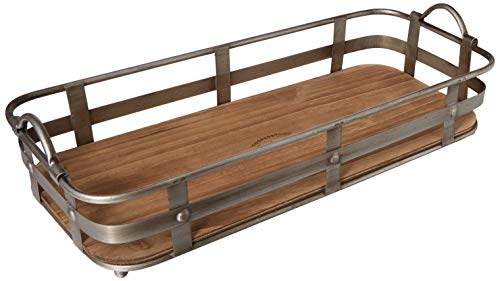 Circleware Cooperstown Craftsman Rectangle Serving Tray with Handles Home and Kitchen Multi-Purpose Serveware for Coffee Table, Dinner, Breakfast, Food, Farmhouse Decor, 19 x 8.5 x 4.5, Wood