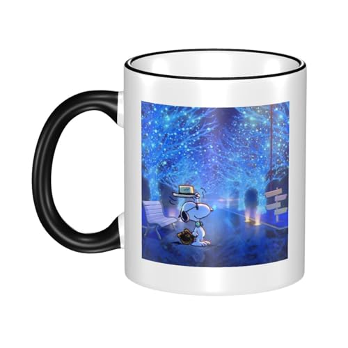 スヌーピー マグカップ 保温・保冷 電子レンジ対応 コーヒーカップ 陶器 セラミック 耐高温 軽量 個性人気 誕生日プレゼント大容量 Black