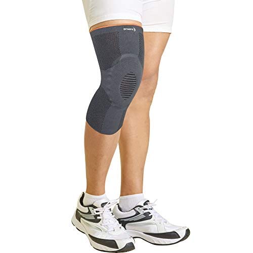 Image of Dyna Genugrip Knee Brace-3D Knitted Knee Cap with Gel Pressure Pad-Grey (XX Large)