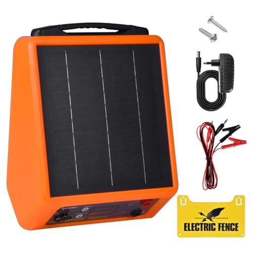 FarmNix Pastor Eléctrico Solar 32KM con Batería Litio 18Ah, Salida Ajustable 6-12KV 0.3-2.0J, Panel Solar 6W IP55 para Caballos, Ganado, Ovejas, Jabalíes