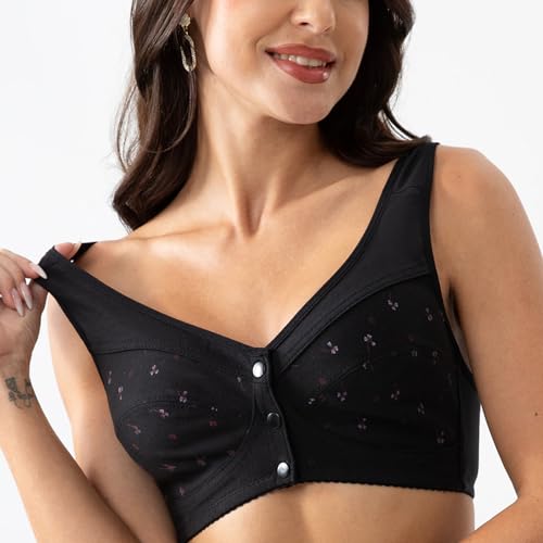 Daisy Bras for Older Women Comfort Soft Breathable Bra Wireless Front Closure Bras4