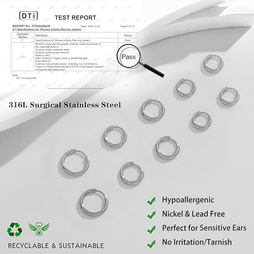 Small Gold Silver Hoop Earrings for Women Men,Hypoallergenic 316L Surgical Stainless Steel Earrings for Sensitive Ears,Cute Cartilage Helix Tiny Huggie Hoops Earring Set for Multiple Piercing Jewelry Gift2
