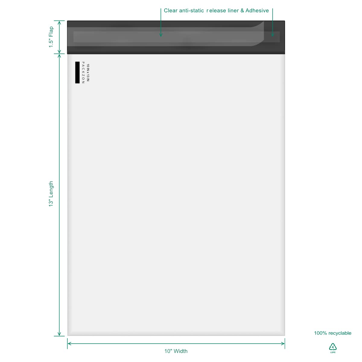 Poly Mailers Shipping Envelopes Bags Self Sealing White 2 mil (10" x 13", 200)