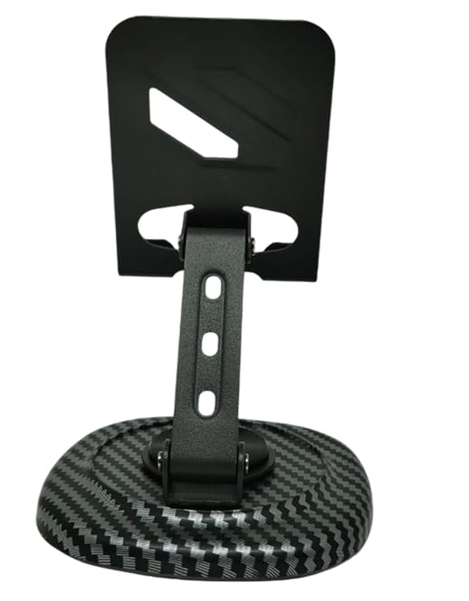 Image of Mobile Phone Stand for Desk | 360 Rotation & Adjustable Height | Foldable Stand for Smartphone & Tablet - White (Black 360*)