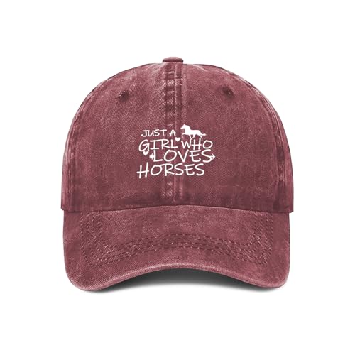 Image of Just Girl Who Loves Horse Hat Baseball Cap for Women Adjustable Trendy Hats Cotton