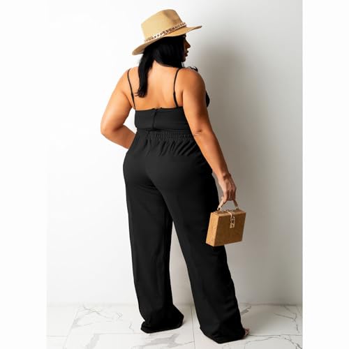 Women's Plus Size Casual Wide Leg Pants High Waisted Drawstring Baggy Sweatpants Elastic Straight Leg Lounge Pants2