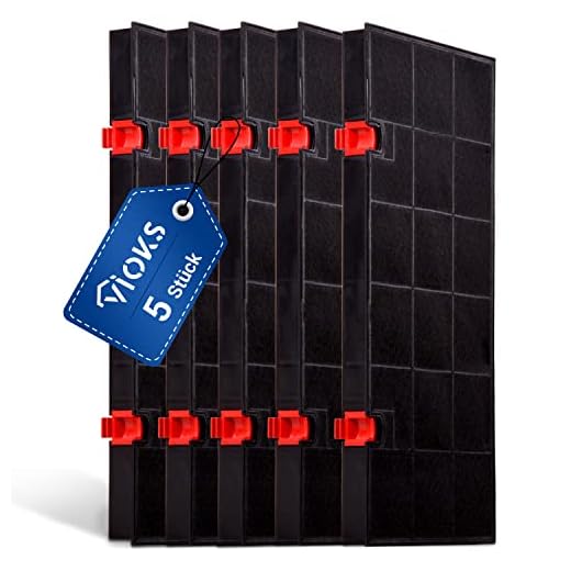 VIOKS Aktivkohlefilter Dunstabzugshaube Set 5 Stk 435x217 mm Ersatz für AEG Typ 150 Kohlefilter 5026385100/3 - Abzugshaube Filter mit 2 Halteclips