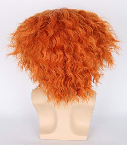 Topcosplay Mens Wig Short Curly Orange Wig Halloween Fancy Dress Costume Wigs, 61 centimeters - Image 4
