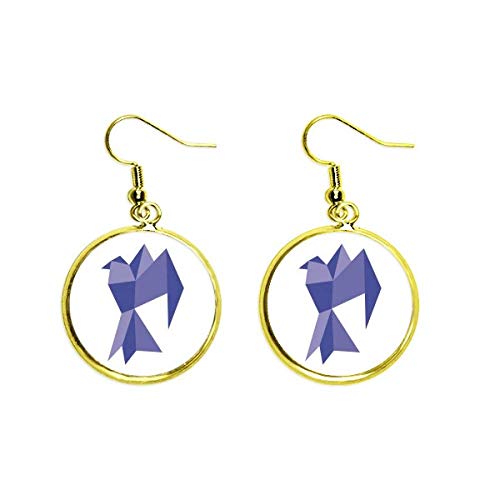Boucle d'oreille goutte or et pigeon origami pour femme