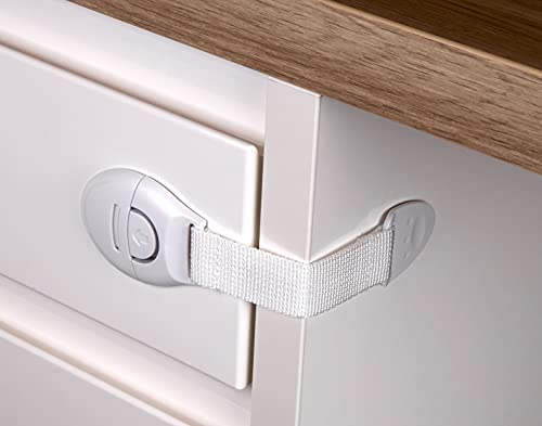 Premium Kindersicherung von Keroos, Schrank und Schubladensicherung aus weichem Stoff [10er Pack] Schutz für Baby und Kleinkinder, bombenfester Halt mit Ultimative Klebekraft- 3M Kleber Cover