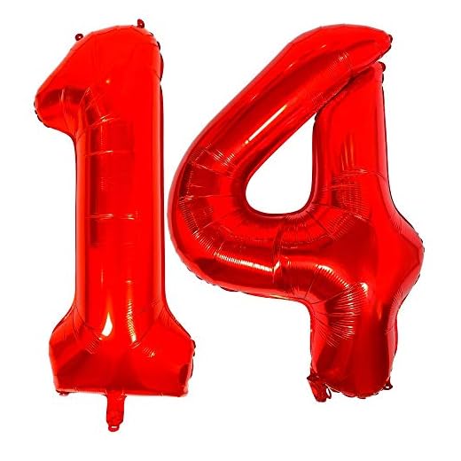 DIWULI Globos de Cumpleaños 14 Años Rojo XXL - Globos Cumpleaños 14 Años Decoracion, Globo Numero 14, Globo 14 Años Cumpleaños Globos Gigantes Numeros Globos Grande, Helio Fiesta Niño Niña Boda