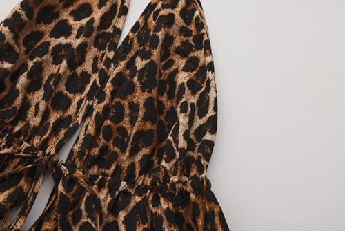 Women's Y2K Cute Summer Leopard Print Halter Top Sexy Tie Front Backless Ruffle Beach Crop Going Out Tops for Women4