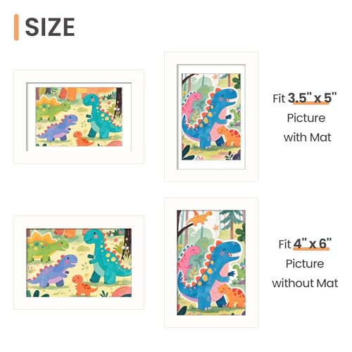 Image of upsimples 4x6 Picture Frame, Display Pictures 3.5x5 with Mat or 4 x 6 Without, Wall Hanging Photo Frames, White, 1 Pack