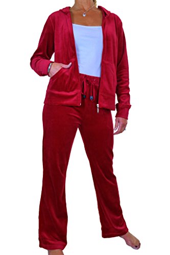 icecoolfashion Survêtement Complet À Capuche En Velours Pour Femmes Plantureuses Rouge (42/44) Cover
