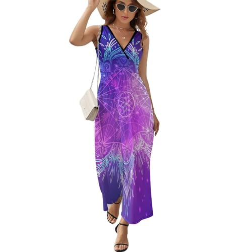 Robe Longue d'Été Violette Mandala : Votre Tenue de Plage Décontractée pour Flâner