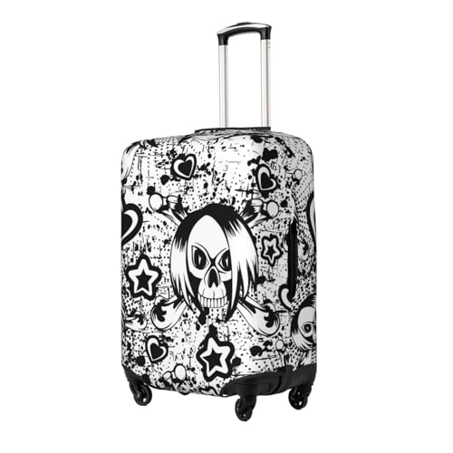 Travel Luggage Cover Spandex Suitcase Protector Bag,Cartoon Skull Funny Anti-Scratch Fits 18-32 Inch Luggage, Baggage Covers For Kid And Adult,Medium2