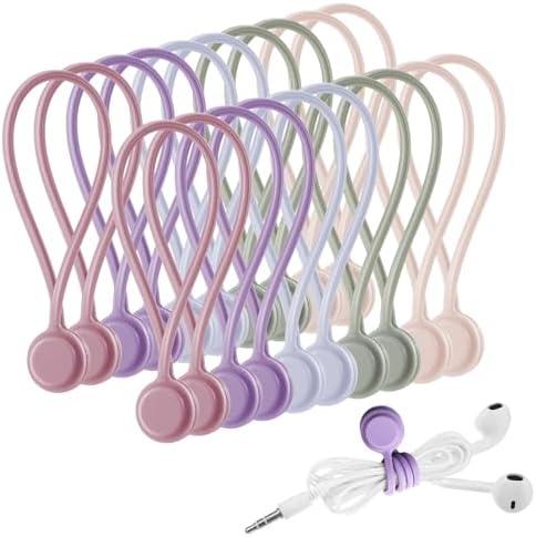 Fironst Reusable Silicone Magnetic Cable Ties, 7.48'' Magnetic Twist Ties For Bundling And Organizing, Holding Stuff, USB Charging Cords, Fridge
