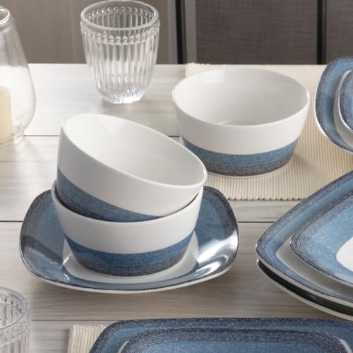 Service de table Noritake Colorscapes Layers bleu et blanc 12 pièces carré - 8