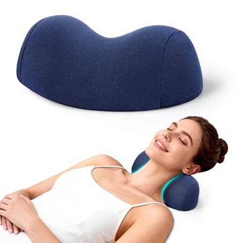 COMFYTHERA Small Neck Stretcher Pillow for Pain Relief Soft Cervical Traction Device Neck Mild Support Pillow Memory Foam Cervical Neck Orthopedic Pillow for Tension Muscle Relax Relief (Dark Blue)