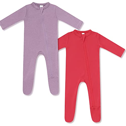 Image of HAPIU Rayon from Bamboo Baby Footed Pajamas, 2 Way Zipper YKK, Footie for Baby Boy Girls, Newborn-24 Months