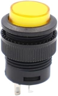 Applicable to 5Pcs R16-503 Key Button Switch with Light Jog Reset self-Locking Round 4 Pin 2 16MM with LED 3V(4Pin Ligh Yellow,Self-Locking)
