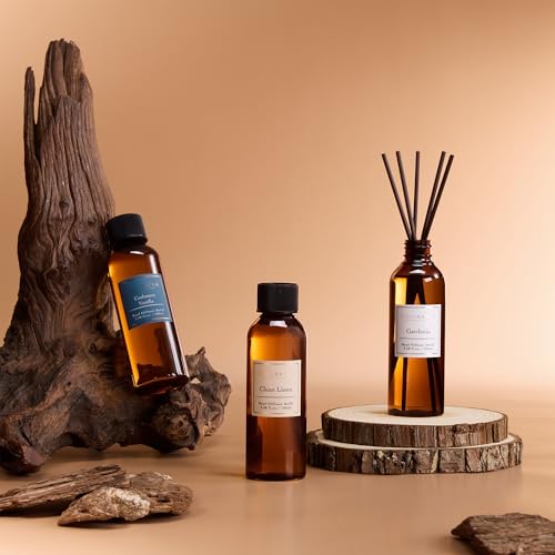 Image of COCORRINA Reed Diffuser Refill Set, 10.2oz Scented Oil Refill 3 Pack, Clean Linen, Cashmere Vanilla, Gardenia, Long Lasting Oil Diffuser Refill with 18 Sticks for Bathroom & Bedroom