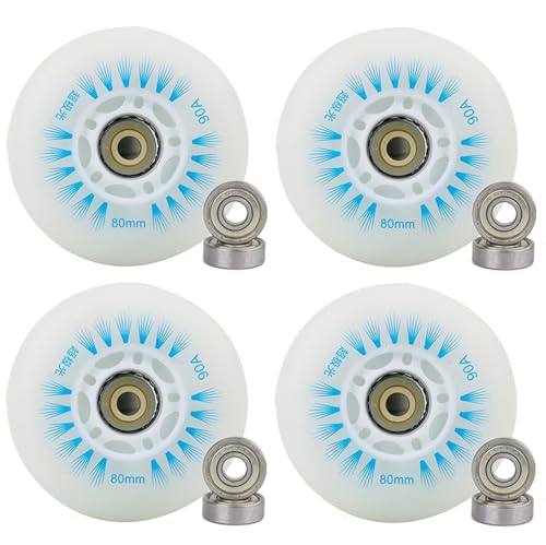 JCCHT 90A Leuchtende Inline-Skate-Räder 62 mm 64 mm 68 mm 70 mm 72 mm 76 mm 80 mm 90 mm 100 mm 110 mm 125 mm Rollschuhe PU-Räder 4er-Pack mit Lagern,Blau,125mm