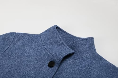 CHARTOU Women Winter Long Pea Coat Wool Blend Stand Collar Single Breast Thicken Blazer Jacket2