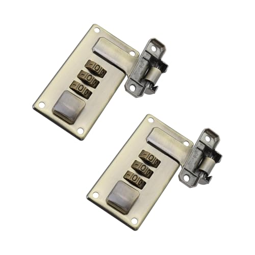 Mewutal 2pcs Luggage Combination Locks 3 Digit Combination Password Locks Bronze Toolbox Hasp with Combination Lock for Toolbox Luggage Wooden Box (Bronze)