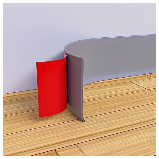 Flexible Baseboard Trim - Vinyl Cove Base Peel and Stick Baseboards Molding Trim Self Adhesive Wall Base Floor Baseboard Corner Rubber Moulding Trim (4 Inch X 20 Feet, Grey)