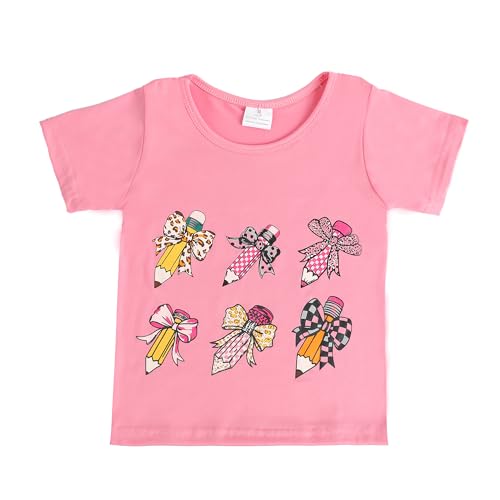 Toddler Girls T-Shirts Back to School Short Sleeve Kids T Shirts Cotton Girls Summer Tops 3-8Y