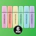 PAPERAGE Recycled Highlighters, Assorted Pastel Colors, Broad Chisel Tip Marker Pen & Highlighter Set, 6 Count