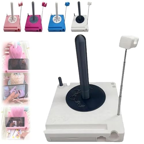 Tragbarer Häkelgarnknäuelhalter zum Stricken, Garnspindel mit Telefonständer, Häkelzubehör, Garnspinner mit Drehmechanismus und Anti-Rutsch-Pads, Häkelgeschenk für Strickliebhaber (A)