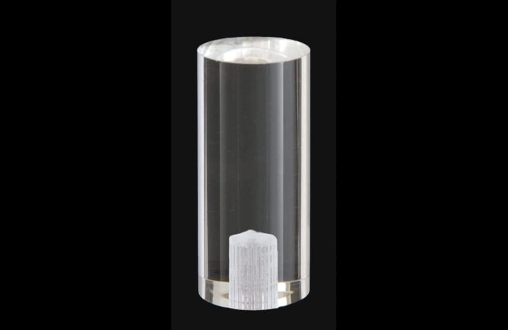 B&P Lamp® Small Clear Acrylic Cylinder Finial, 2-1/16 Inch Height, 1 Inch Diameter