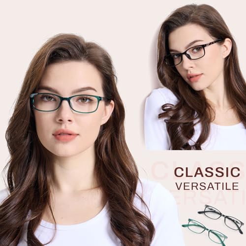 JiSoo Reading Glasses Women 1.0 - Small Ladies Reading Glasses, Flexible Lightweight Cute Womens Readers 2Pack,Green+Black - Image 3
