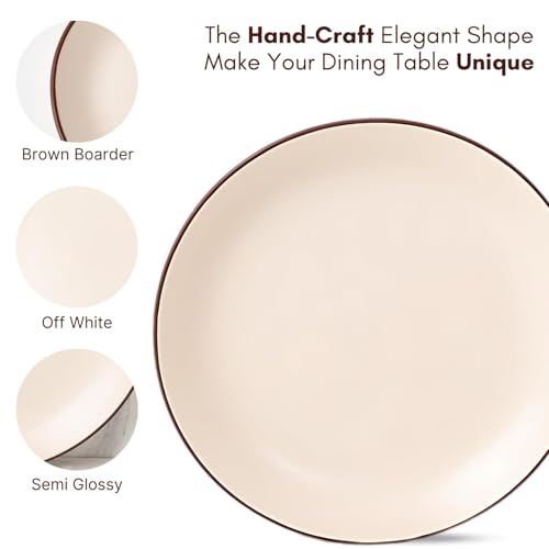 Image of Hand Painted Ceramic Dinner Set of 18 Pcs | 6 Stoneware Dinner Plates (10.6 Inch), 6 Small Plates (7.4 Inch) and 6 Katori (3.93 Inch and (170 Ml)