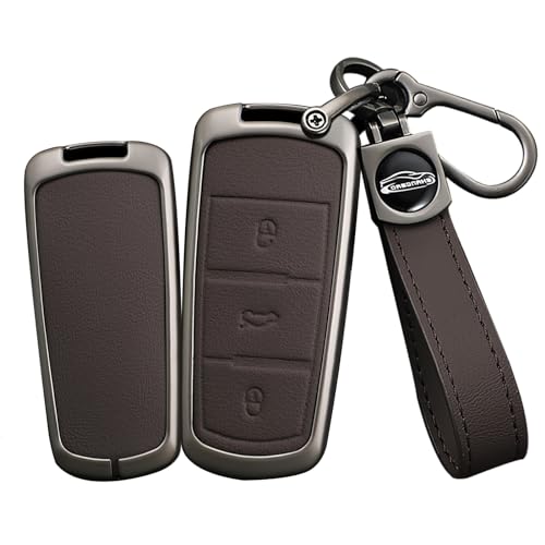 Coque de clé de voiture intelligente VW Golf Jetta Polo en alliage de zinc et cuir premium