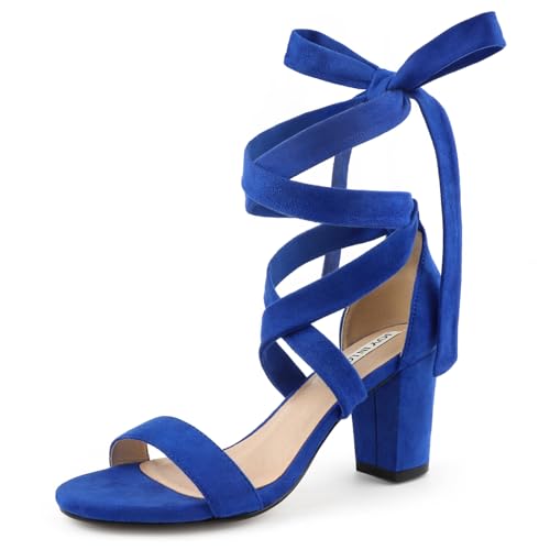 Image of JOY IN LOVE Women's Lace Up Heels 3 Inch Chunky Block Heel Strappy Sandals