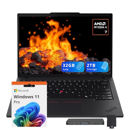 Lenovo ThinkPad T14 Gen 6 14" WUXGA Laptop, AMD Ryzen AI 7 350, 32GB DDR5, 2TB Storage (1TB SSD+1TB Docking Station Set), AMD Radeon 860M Graphics, Backlit Keyboard, Wi-Fi 7, Win 11 Pro, Black