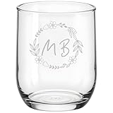 KDO MAGIC Bicchiere d’acqua personalizzati - Bicchiere Personalizzato Inciso con Nome - Calici da acqua - Idea regalo originale per uomo, donna, bambino - compleanno, festa (Modello Fiore)