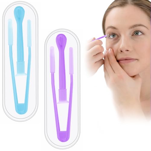 Pinzette Lenti a Contatto,Ventosa Lenti a Contatto,Applicatore Lenti a Contatto,Dispositivo di Rimozione Delle,Strumenti di Rimozione Lenti a Contatto Per Casa Viaggio,2 Pezzi (Blu/Viola)