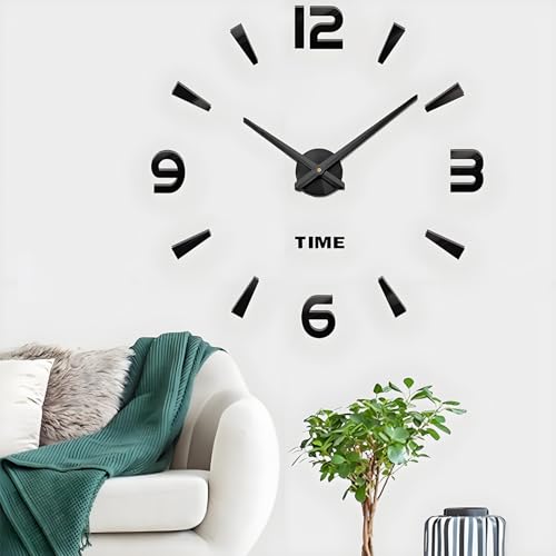 Coraltree Reloj de Pared Moderno DIY Silencioso, Wall Clock 3D Regalo Decorativo para Casa, Restaurante, Oficina y Hotel (Negro)