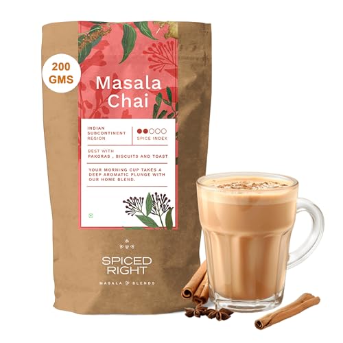 Image of Spiced Right Chai Masala Powder for Tea 200gm - 100% Natural Ingredients, No Preservatives, Immunity Booster with Aromatic Spices like Dried Ginger, Cloves, Cinnamon, and More Tea Masala
