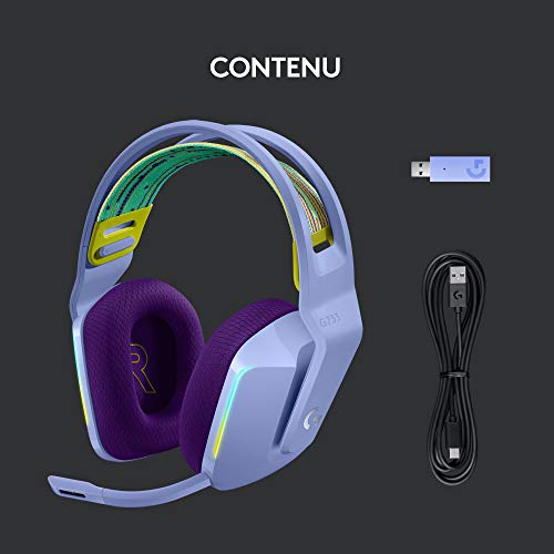 Logitech G733 Casque Gamer Sans Fil LIGHTSPEED avec Bandeau de Suspension, LIGHTSYNC RVB, de Micro Blue VO!CE, Transducteurs Audio PRO-G, Ultra-Léger, Batterie 29h, Portée de 20m, PS4, PS5- Violet