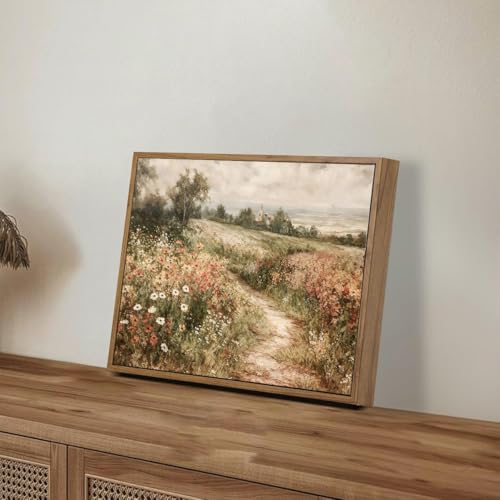 oiqartoiq framed canvas wall artvintage decorlandscape nature country wildflower paintings farmhouse pictures modern artwork rustic fall flower prints cottagecore office living room bedroom bathroom