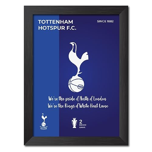 Image of TenorArts Tottenham Hotspur Football Club Poster White Logo Laminated Photo Frame Painting with Matt Finish Black Textures(12 inches x 9inches)