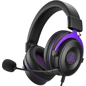 EKSA E900 PC Gaming Headset, Gaming Headphones with Detachable Noise Canceling Microphone, Stereo Sound, 3.5mm Jack Computer Headphones for PS4, PS5, Xbox One, Laptop (Purple)